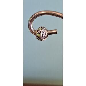 Green Crystal Diagonal Pattern Silver Spacer Bead Set 2